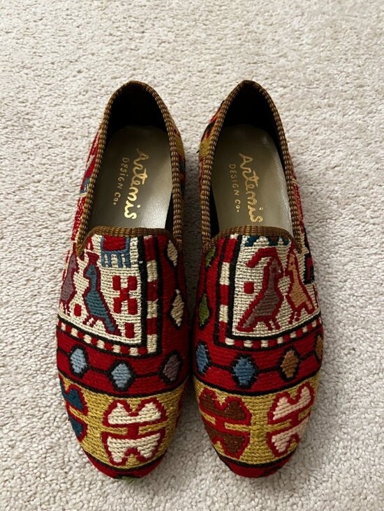 NWOB ARTEMIS Design WOOL Kilim Colorful Knit Driver Slip On Loafer Mens 13 Shoes